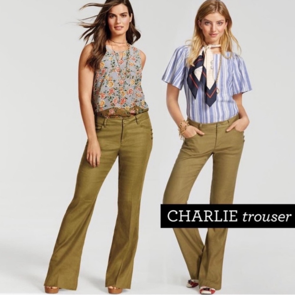 Cabi Women’s 2 Charlie Green Trousers Versatile Linen Blend Career 5314R